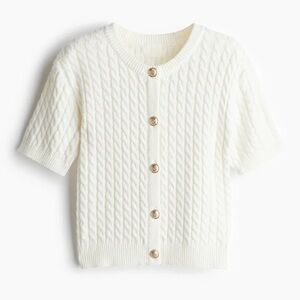 H&M Cable-Knit Cardigan in Cream Size Medium Gold Tone Buttons